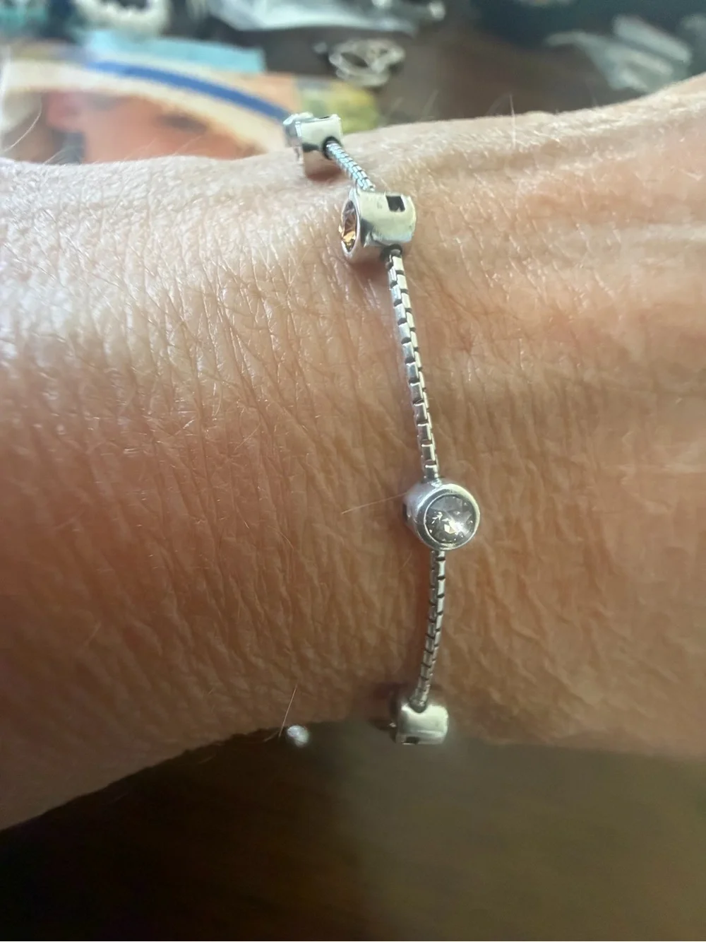 Grace & Heart G&H NIGHT LIGHTS Bracelet 6-9” Adjustable .925 SS Crystals NEW